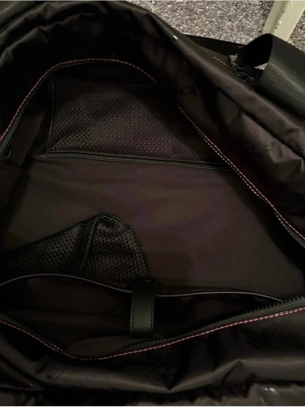 Bebe Sport Large Nylon Black Duffel Bag with Pink